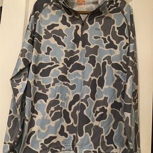 Orvis Mens Blue and Gray Patterned 1/4 Zip SZ M